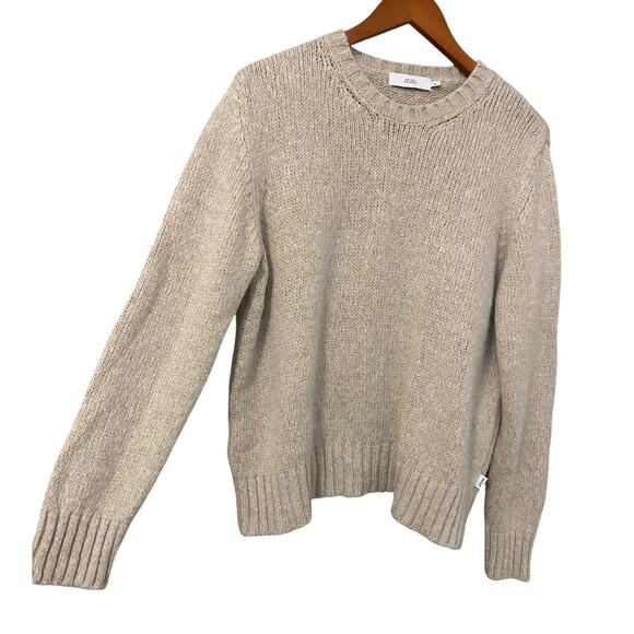 The Tiny Big Sister Crewneck Sweater S/M Cream Beige Glitter Fisherman Cottage - Picture 3 of 10
